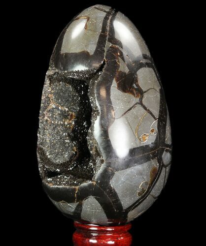 Septarian Dragon Egg Geode - Black Crystals #96731